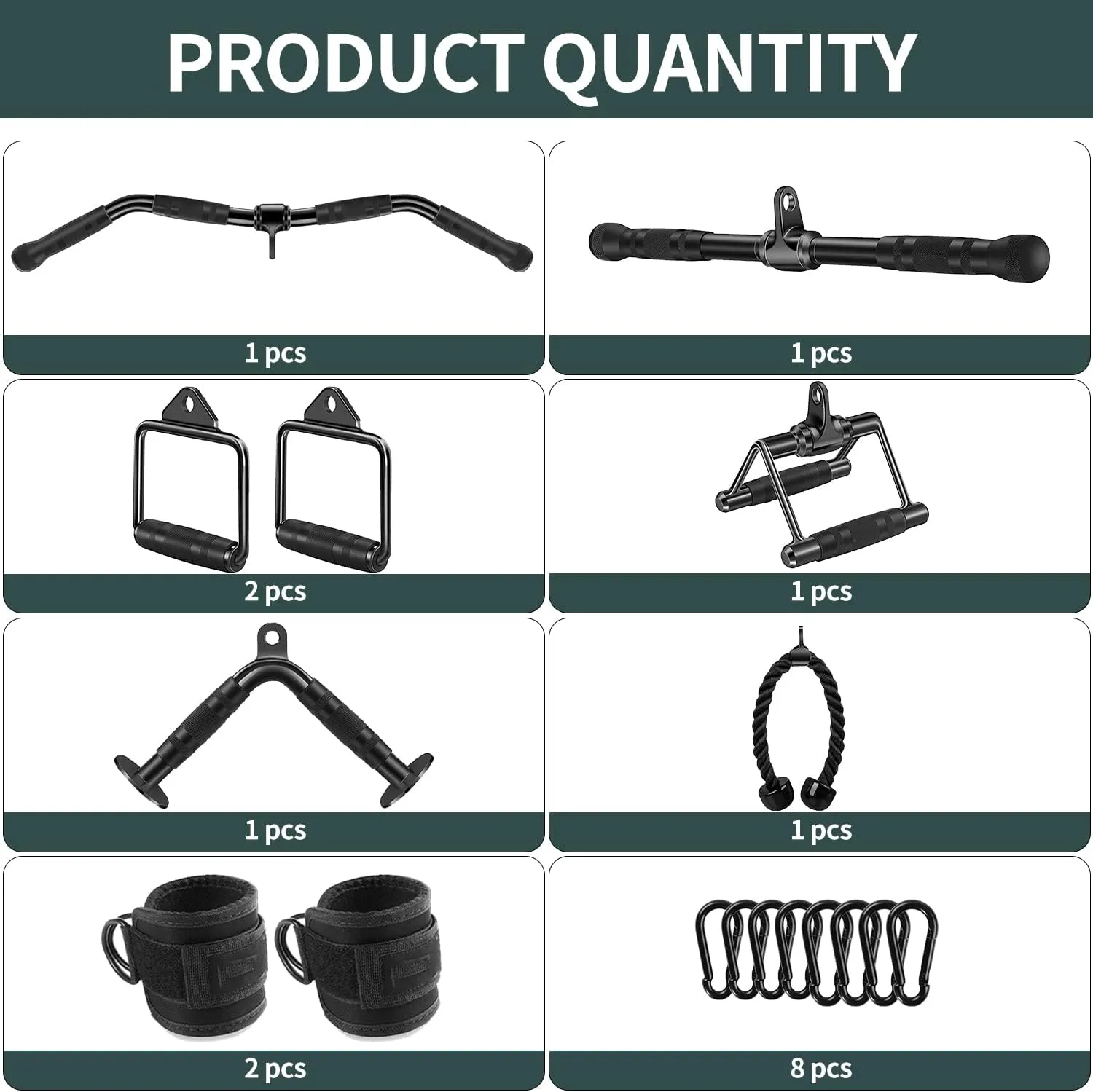 Solid Steel Cable Machine Accessories for Home Gym, Triceps Pull Down Attachment, Cable Attachments for Gym, LAT Pull Down Attachment Weight Fitness