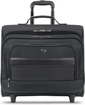 Solo New York Rolling Overnighter Catalog Case with Wheels - Roller Laptop Bag, Wheeled Briefcase for Women & Men, Carry On Size for Travel, Fits 15.6" Computer - Columbus, Black