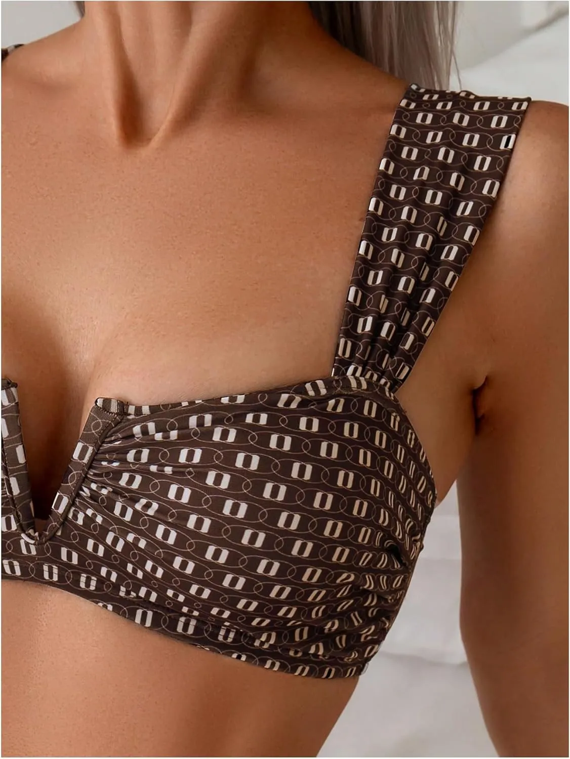 SOLY HUX Women's Printed High Waisted Bikini Set 2 Piece V Wired Bikini Set Beach Wear