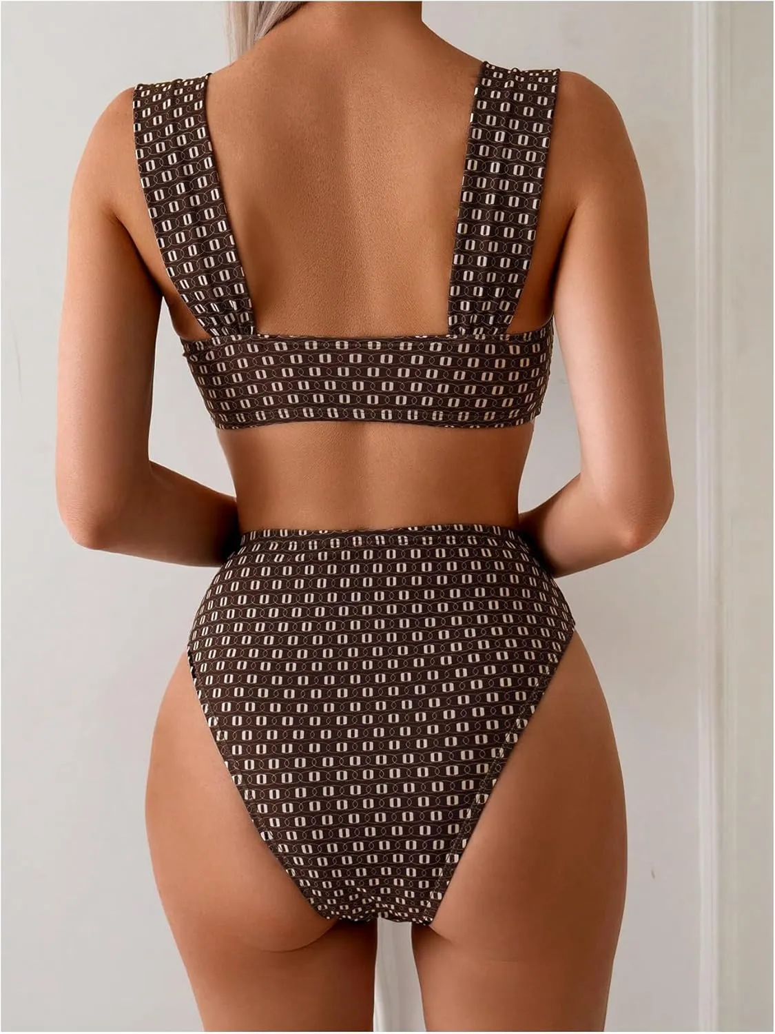 SOLY HUX Women's Printed High Waisted Bikini Set 2 Piece V Wired Bikini Set Beach Wear