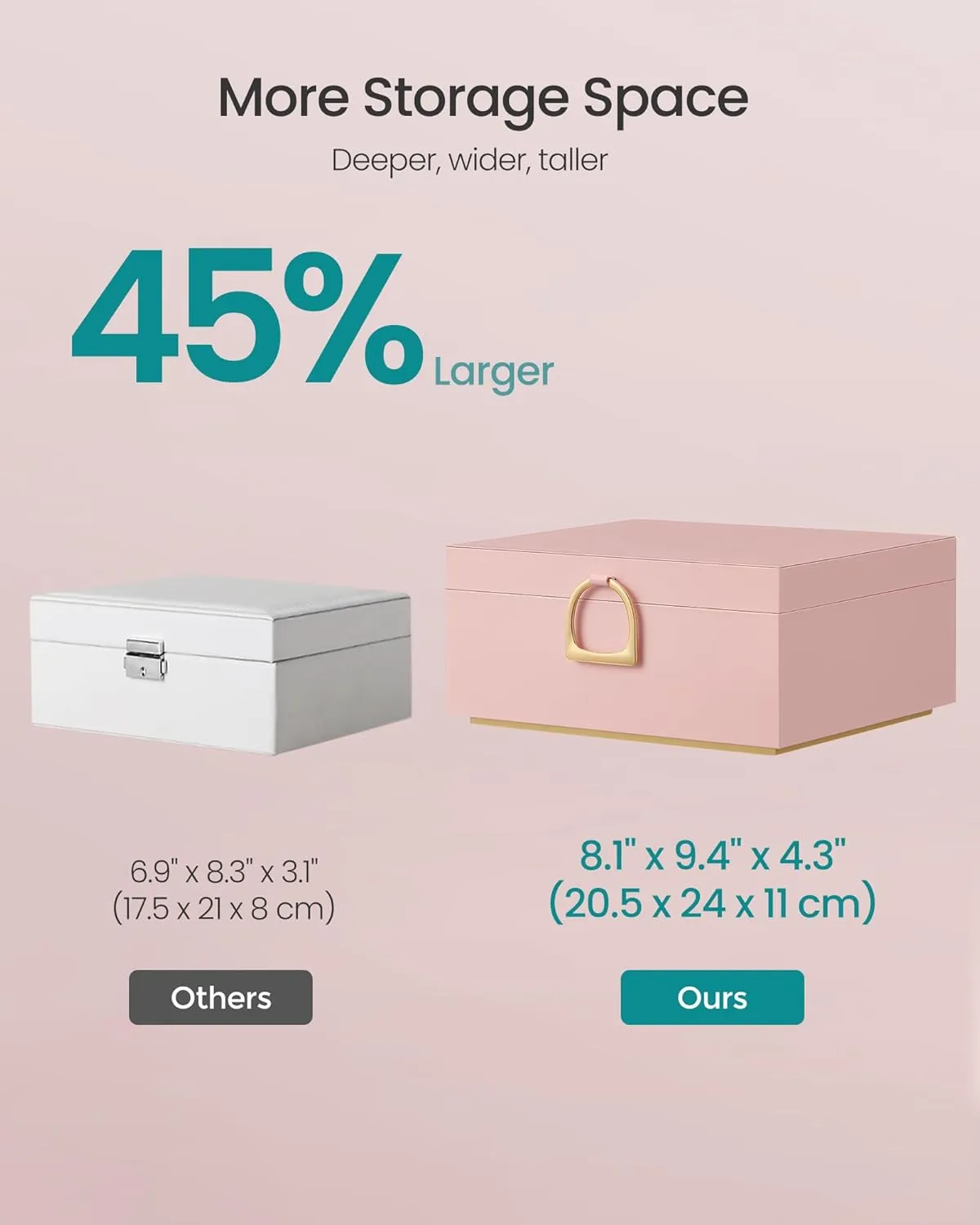 SONGMICS 2-Layer Jewelry Box, Jewelry Organizer with Handle, Removable Jewelry Tray, Jewelry Storage, Floating Effect, 8.1 x 9.4 x 4.3 Inches, Gift Idea, Jelly Pink UJBC165R01