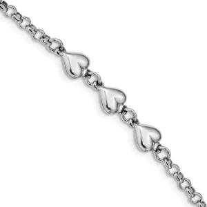 Sonia Jewels Sterling Silver Polished Triple Heart Pendant Charm Bracelet - with Secure Lobster Lock Clasp (3.5mm)