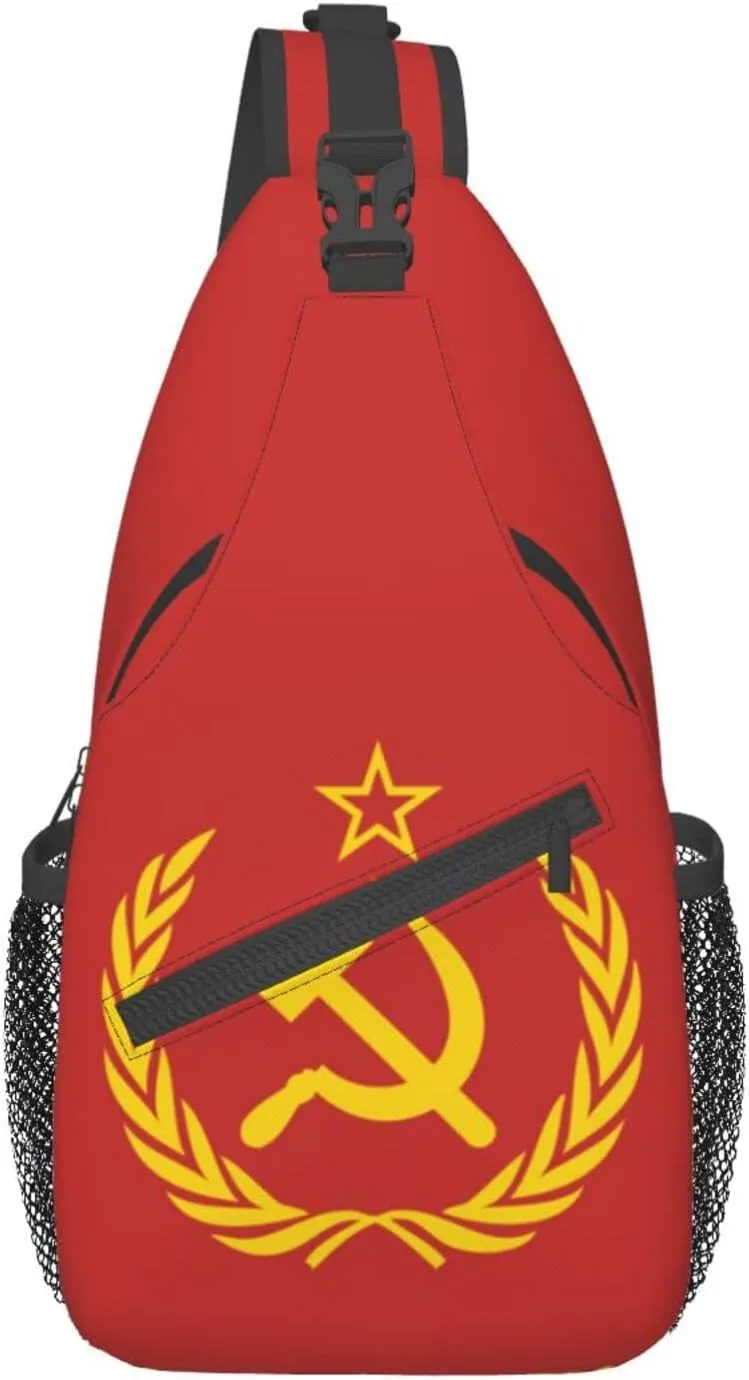 Soviet Union Cccp Ussr Emblem Red Sling Backpack Travel Crossbody Casual Chest Shoulder Bag Fashion Fanny Pack