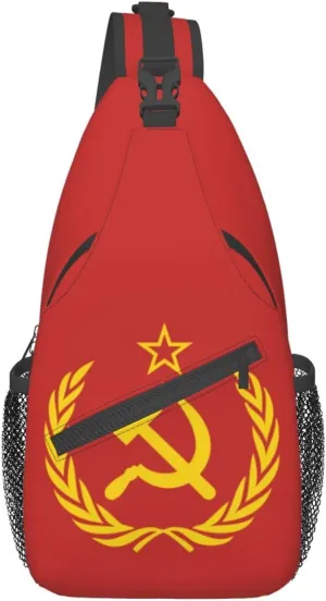 Soviet Union Cccp Ussr Emblem Red Sling Backpack Travel Crossbody Casual Chest Shoulder Bag Fashion Fanny Pack