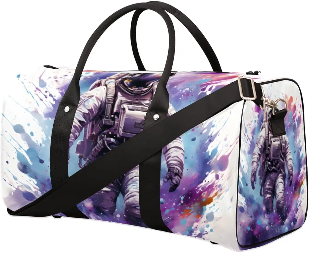 Space Astronaut Travel Duffle Bag for Women Men Gym Duffel Foldable Bag Waterproof Weekender Colorful Fantasy Duffle Tote