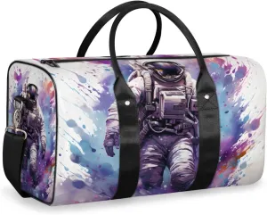 Space Astronaut Travel Duffle Bag for Women Men Gym Duffel Foldable Bag Waterproof Weekender Colorful Fantasy Duffle Tote