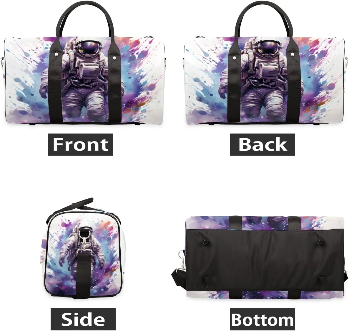 Space Astronaut Travel Duffle Bag for Women Men Gym Duffel Foldable Bag Waterproof Weekender Colorful Fantasy Duffle Tote