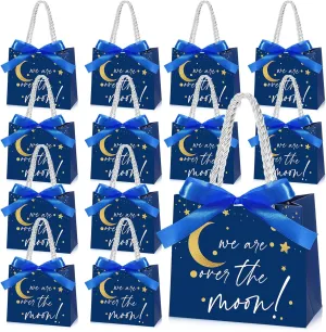 Spakon 25 Pack Star Gift Bag for Guests over the Moon Gifts Bag with Handles Paper Goodie Gift Bags with Ribbon for Newborn Gender Reveal Favors Baby Shower Party Favors