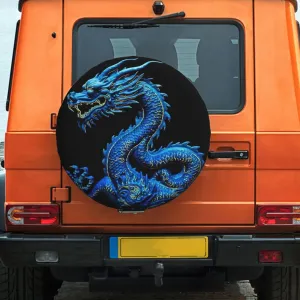 Spare Tire Cover Waterproof Dust-Proof Wheel Cover Windproof Tire Protector Blue Dragon Tire Wheel Protector Rv Tire Covers Universal Size Fit for Trailers Camper Truck 15 inch