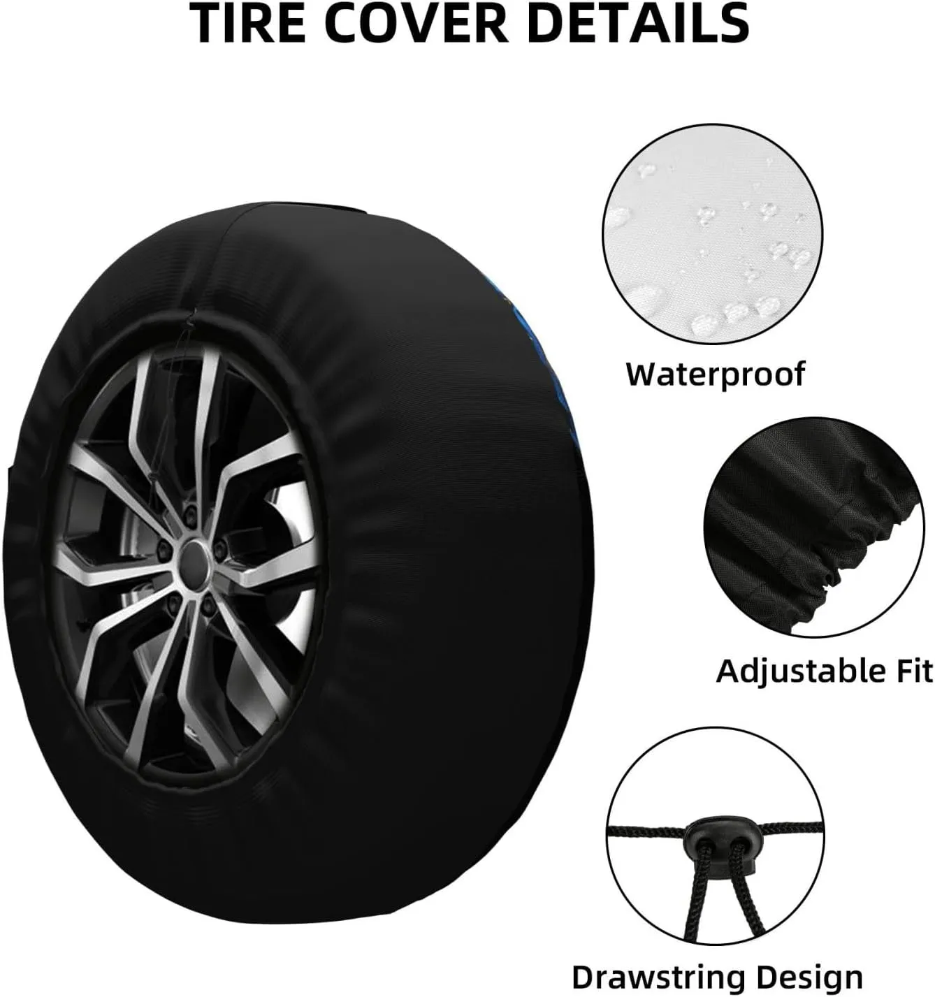 Spare Tire Cover Waterproof Dust-Proof Wheel Cover Windproof Tire Protector Blue Dragon Tire Wheel Protector Rv Tire Covers Universal Size Fit for Trailers Camper Truck 15 inch