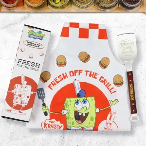 Spongebob Squarepants Apron Grill Set | The Krusty Krab Apron and Spatula Set | Krabby Patty Metal Spatula Grilling Set