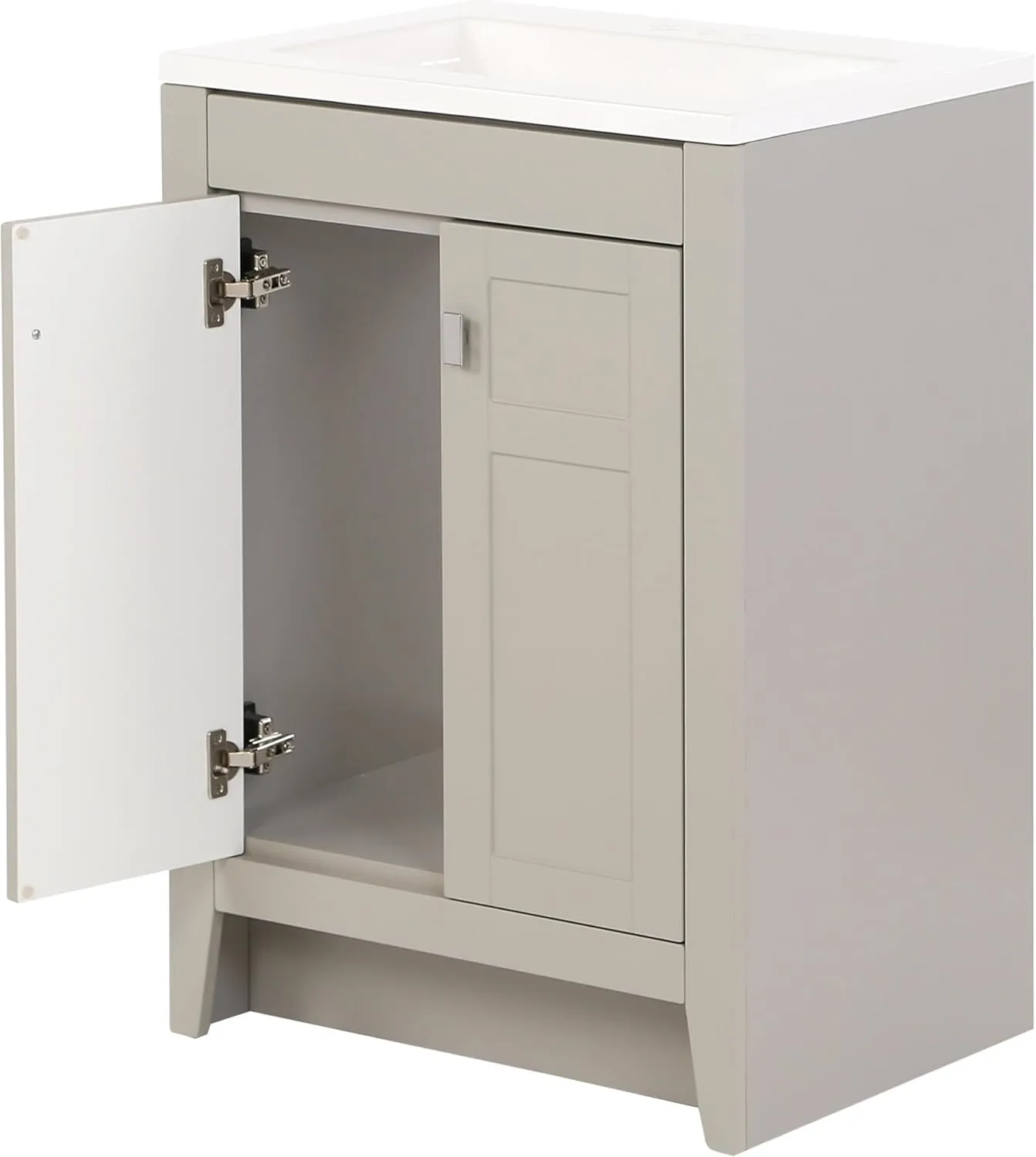 Spring Mill Cabinets Lonsdale 24 Inch Bathroom Vanity with White Single Sink Top, 2-Door Cabinet, 24.5" W x 18.75" D x 35.21" H, Gray