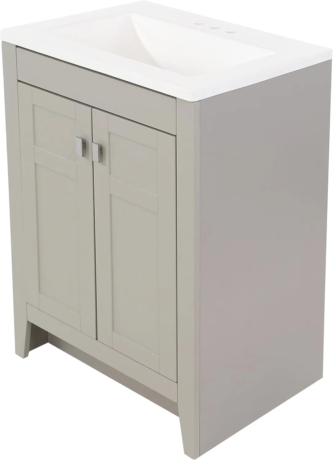 Spring Mill Cabinets Lonsdale 24 Inch Bathroom Vanity with White Single Sink Top, 2-Door Cabinet, 24.5" W x 18.75" D x 35.21" H, Gray