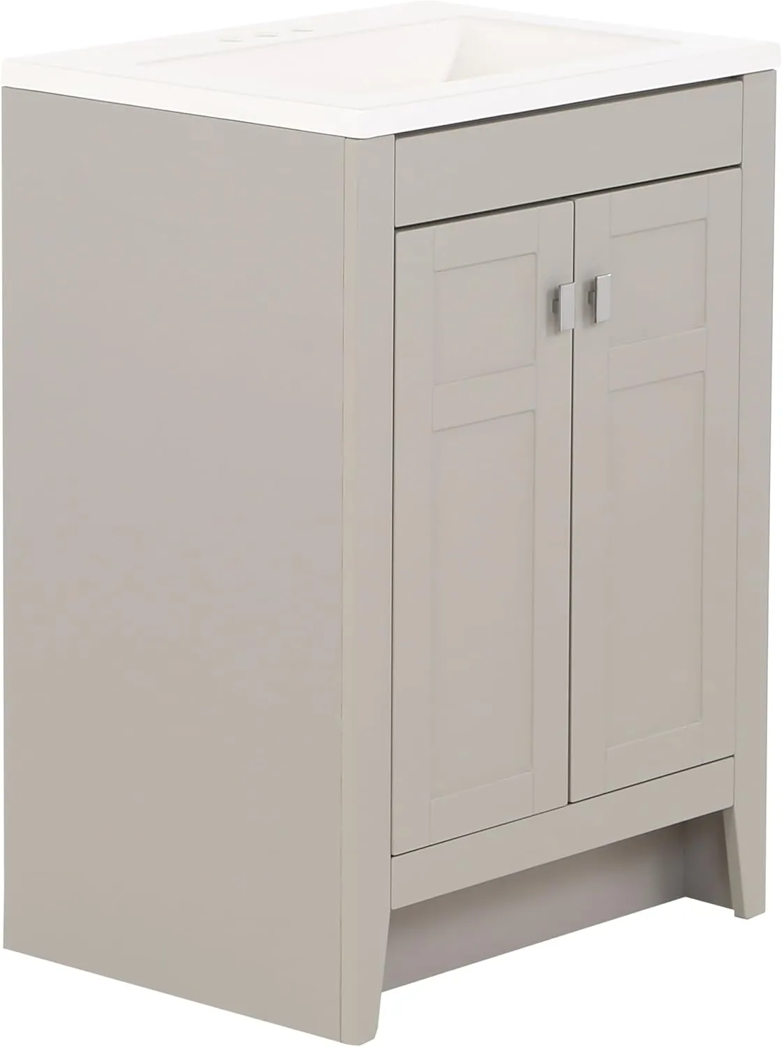 Spring Mill Cabinets Lonsdale 24 Inch Bathroom Vanity with White Single Sink Top, 2-Door Cabinet, 24.5" W x 18.75" D x 35.21" H, Gray