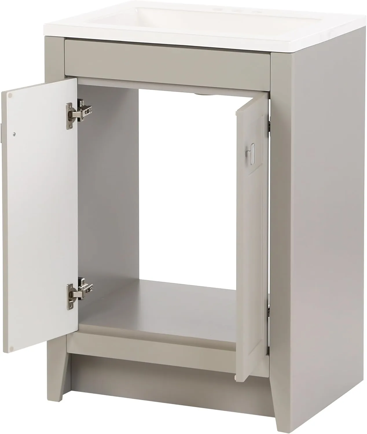 Spring Mill Cabinets Lonsdale 24 Inch Bathroom Vanity with White Single Sink Top, 2-Door Cabinet, 24.5" W x 18.75" D x 35.21" H, Gray