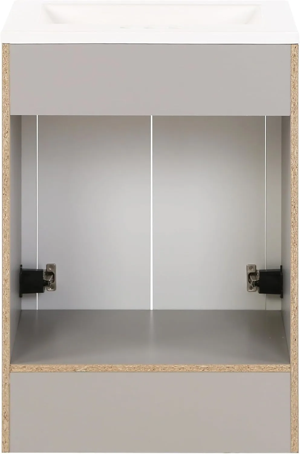 Spring Mill Cabinets Lonsdale 24 Inch Bathroom Vanity with White Single Sink Top, 2-Door Cabinet, 24.5" W x 18.75" D x 35.21" H, Gray