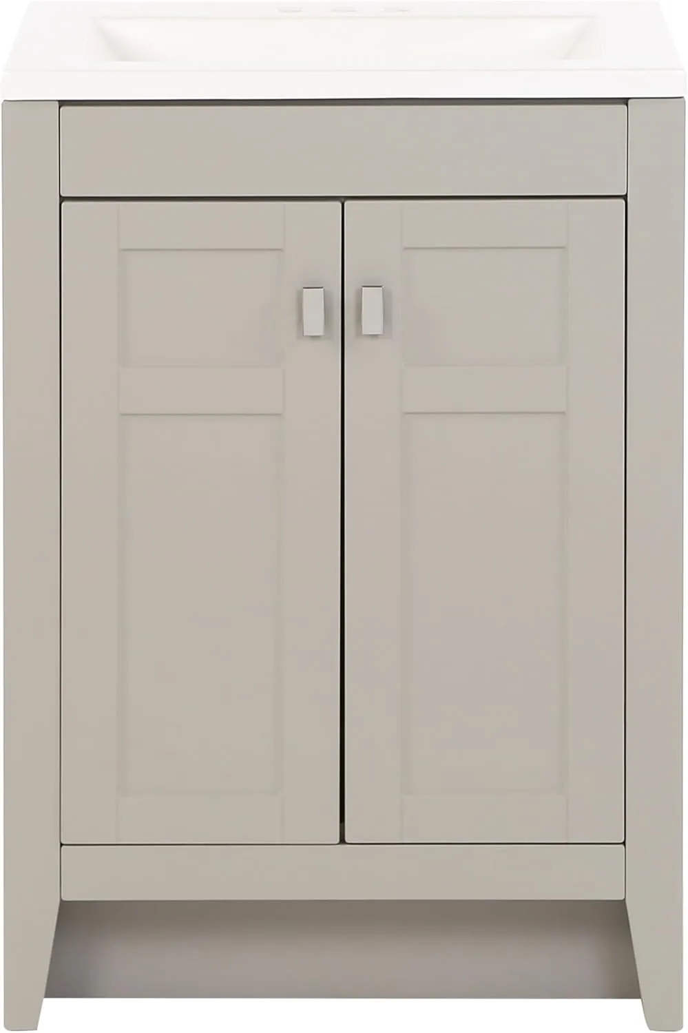 Spring Mill Cabinets Lonsdale 24 Inch Bathroom Vanity with White Single Sink Top, 2-Door Cabinet, 24.5" W x 18.75" D x 35.21" H, Gray