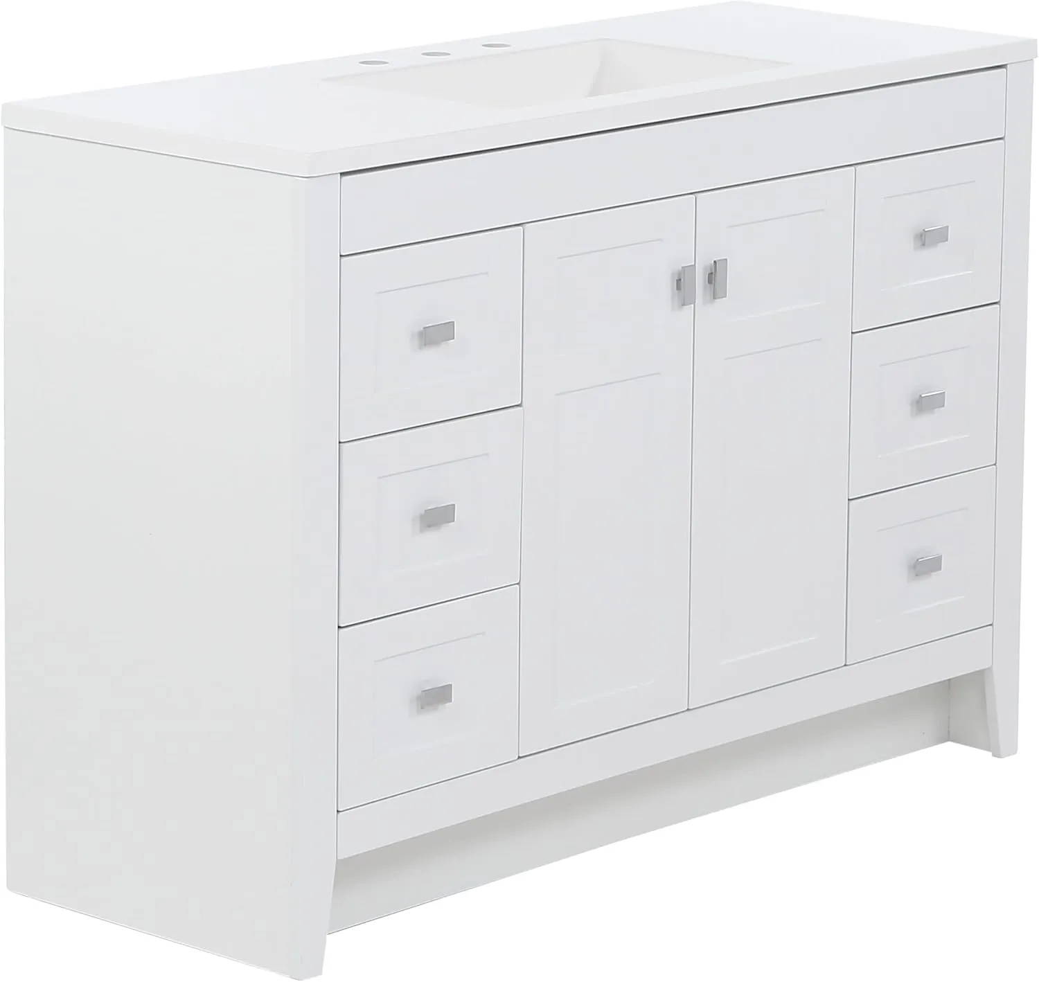 Spring Mill Cabinets Lonsdale 48-Inch Single-Sink Bathroom Vanity with White Top, Soft-Close Cabinet, 6 Drawers, 48.5" W x 18.75" D, White