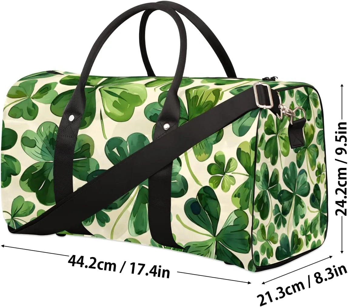 Spring Shamrocks Travel Duffle Bag for Women Men Gym Duffel Foldable Bag Waterproof Weekender St Patrick's Day Duffle Tote