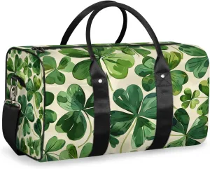 Spring Shamrocks Travel Duffle Bag for Women Men Gym Duffel Foldable Bag Waterproof Weekender St Patrick's Day Duffle Tote