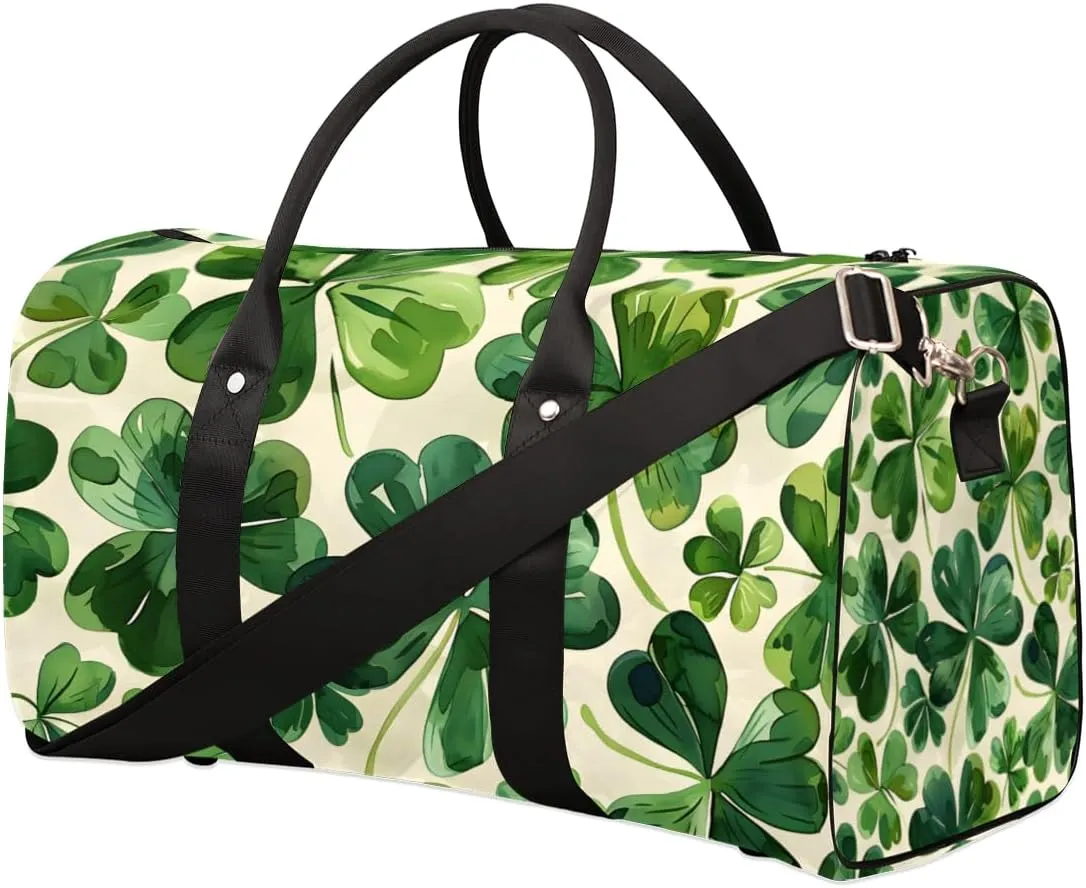 Spring Shamrocks Travel Duffle Bag for Women Men Gym Duffel Foldable Bag Waterproof Weekender St Patrick's Day Duffle Tote
