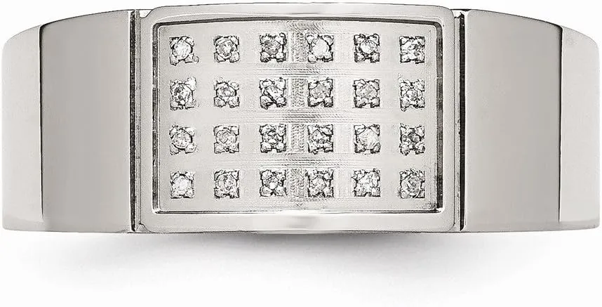 Stainless Steel Polished Diamond Ring (9.5mm) (1/10ct.)