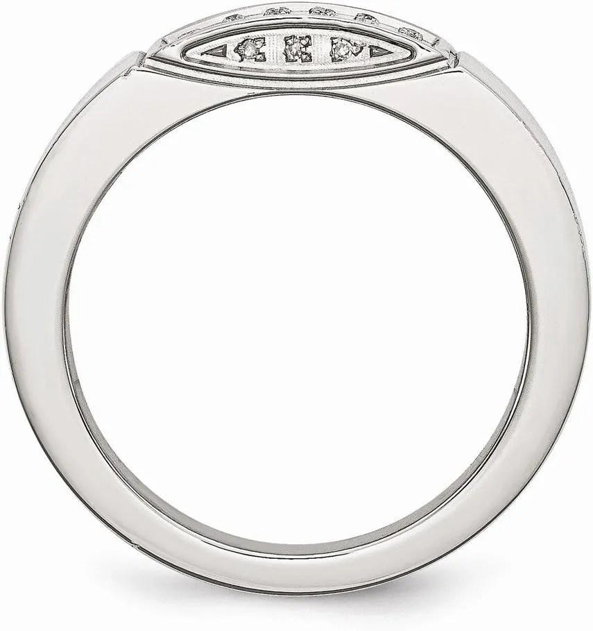 Stainless Steel Polished Diamond Ring (9.5mm) (1/10ct.)