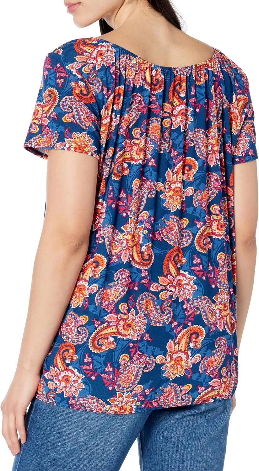 Star Vixen Women's Short Sleeve Peasant Top