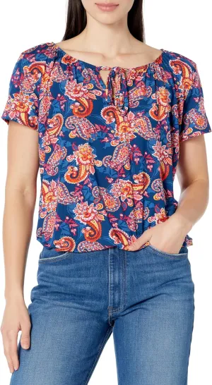 Star Vixen Women's Short Sleeve Peasant Top