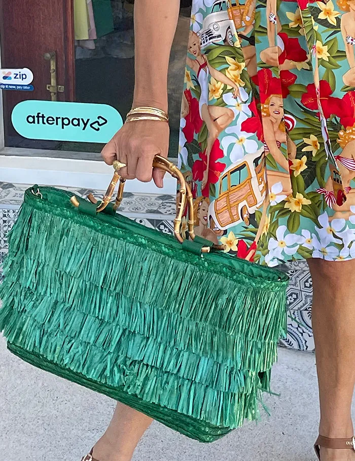 Statement Fringe Tote - Green