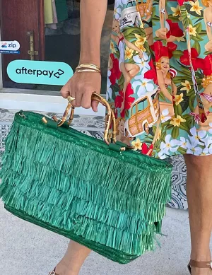 Statement Fringe Tote - Green