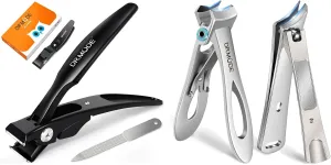 Straight Nail Clippers for Men, Ergonomic 18mm Large Toenail Clippers for Thick Nails for Seniors with Wide Jaw, Long Handled Nail Cutter Edgy Toe Nail Clipper for Adult with File, Gift for Men