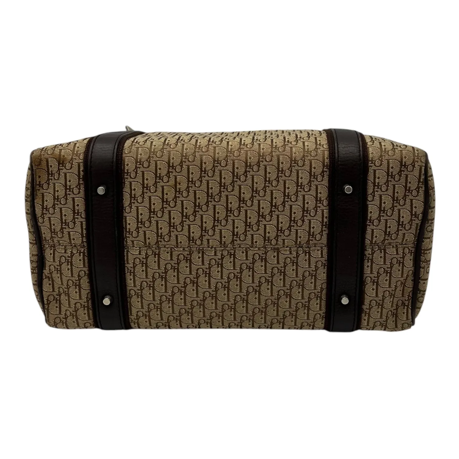 Street Chic Trotter Boston Brown Top Handle Bag in Jacquard, Silver hardware