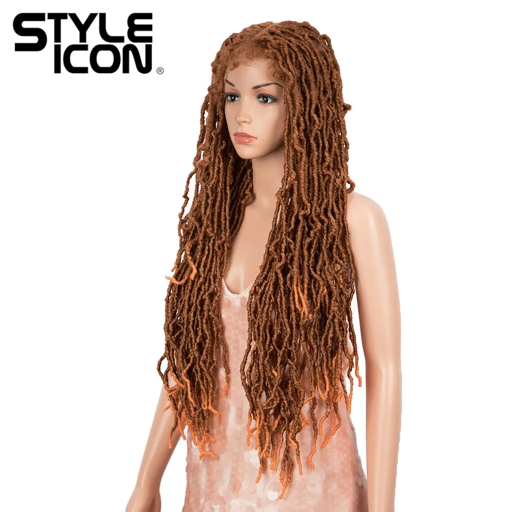 Style Icon 32" Faux Locs Long Dreadlock Wig with Baby Hair Goddess Synthetic Twist Hair Wigs (32 Inches, T130R/OR19)