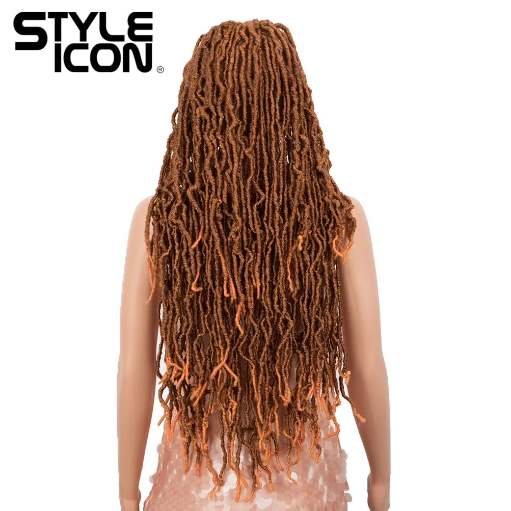 Style Icon 32" Faux Locs Long Dreadlock Wig with Baby Hair Goddess Synthetic Twist Hair Wigs (32 Inches, T130R/OR19)