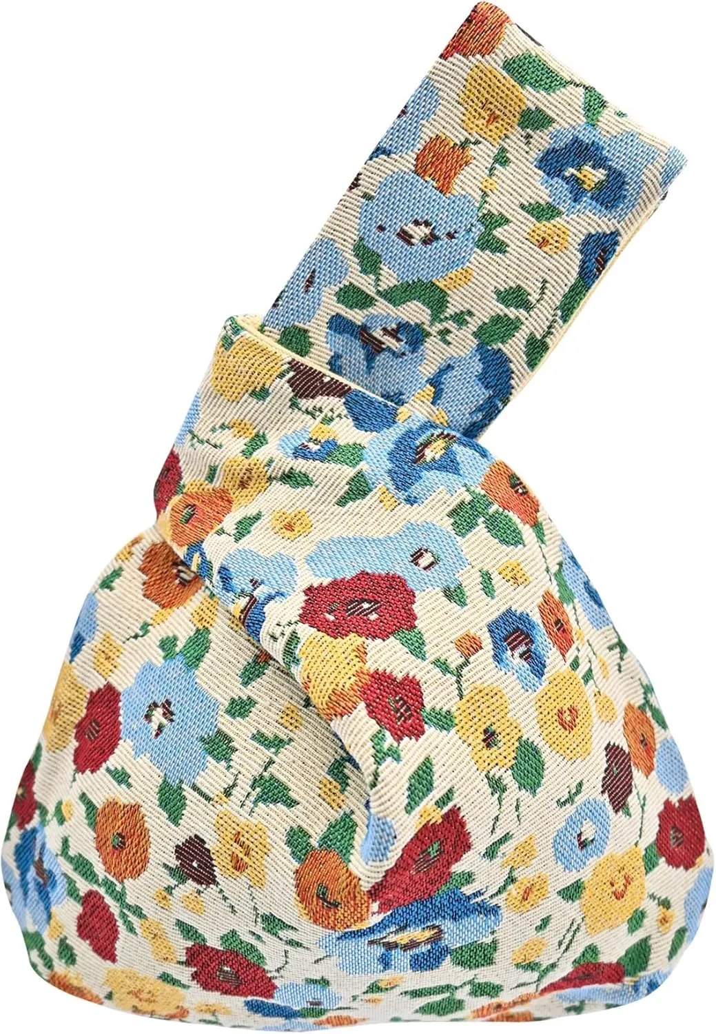 Stylish Cotton Japanese Pattern Wrist Bag Sleeve Knot Pouch Portable Canvas Tote Purse for Female, Women