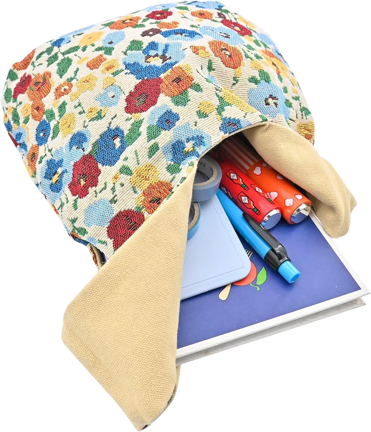 Stylish Cotton Japanese Pattern Wrist Bag Sleeve Knot Pouch Portable Canvas Tote Purse for Female, Women