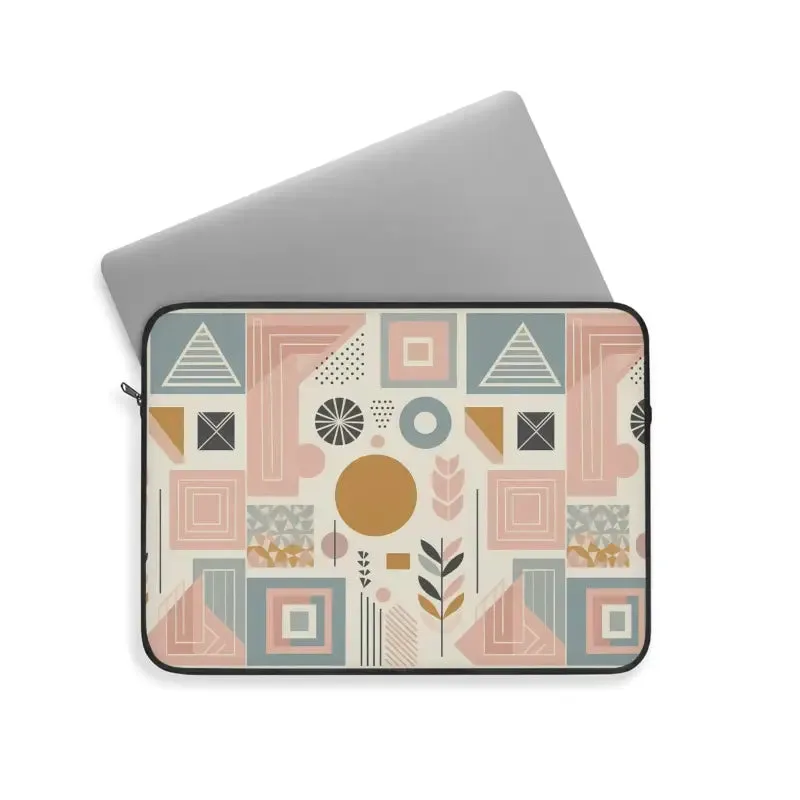 Stylish Pastel Geometric Pattern Laptop Sleeve
