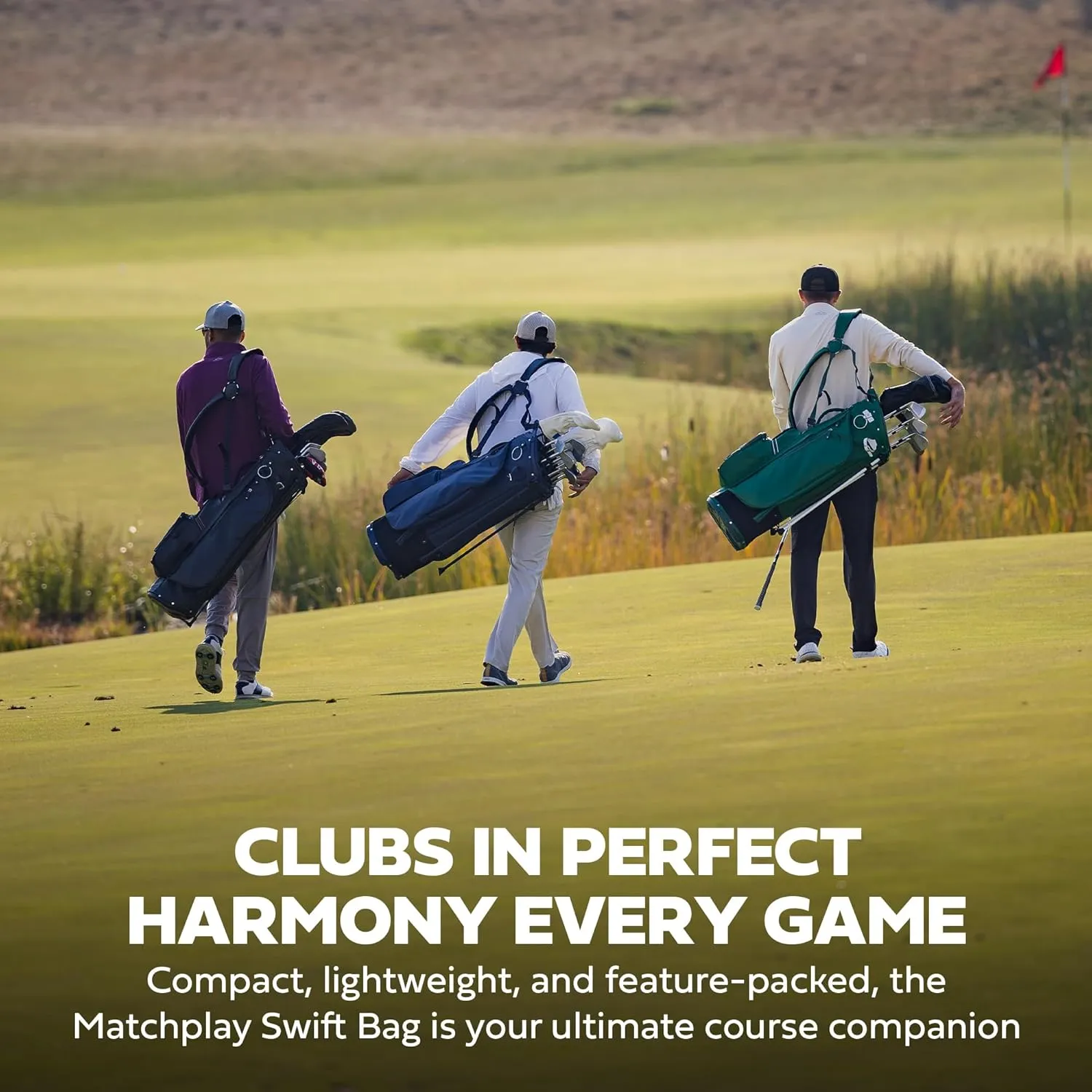 Sun Mountain 2025 Matchplay Swift Bag - Durable Golf Stand Bag with a Three-Way Top and Quick Release Single Strap Handle for Convenience - Six Pockets for Storage