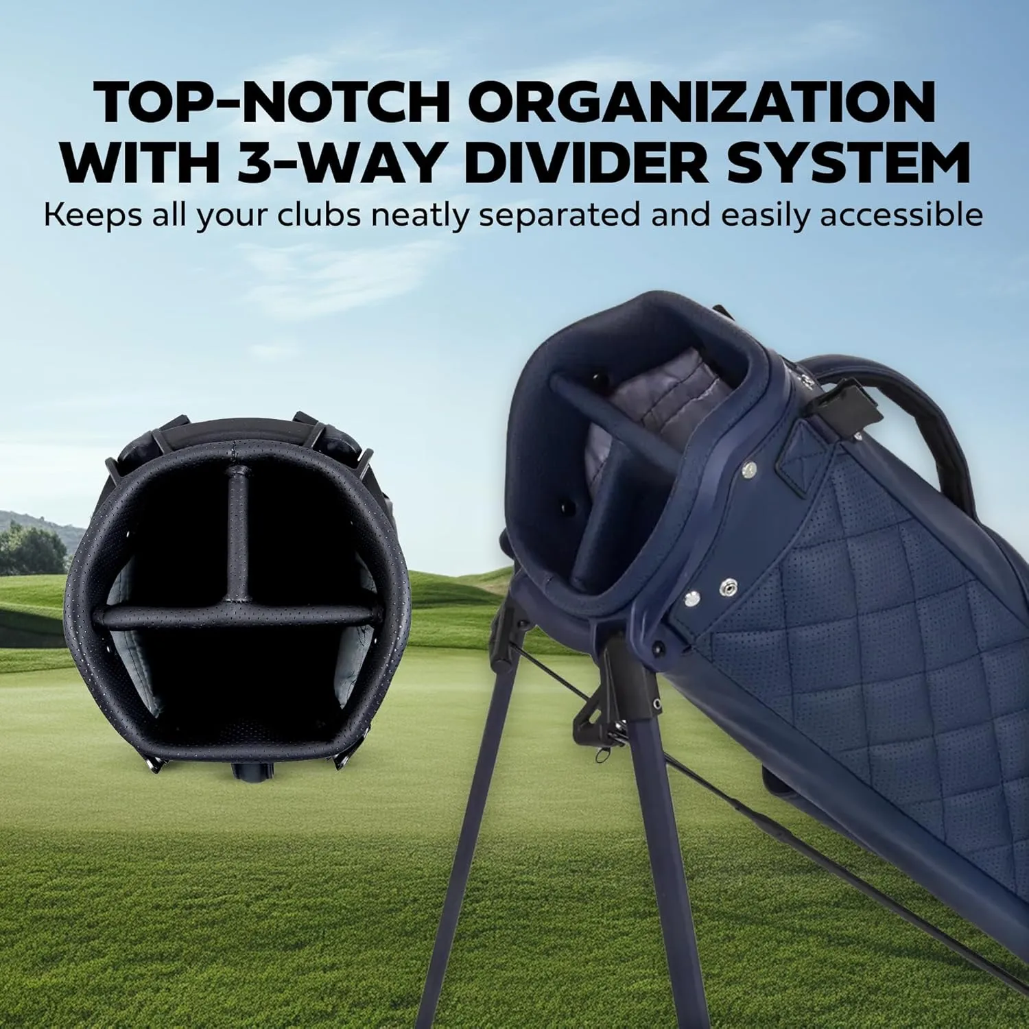 Sun Mountain 2025 Matchplay Swift Bag - Durable Golf Stand Bag with a Three-Way Top and Quick Release Single Strap Handle for Convenience - Six Pockets for Storage