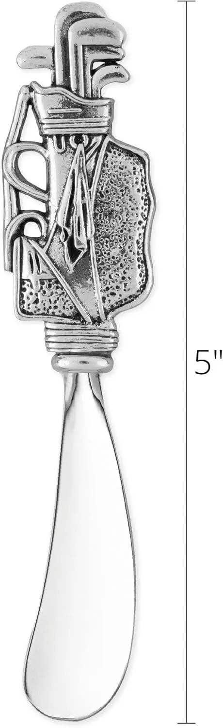 Supreme Housewares Golf Bag Cheese Spreader Set, Zinc Alloy Butter Spreaders with Decorative Handles for Cheese, Cream, and Dips, Silver, 5 Inch, Set of 2