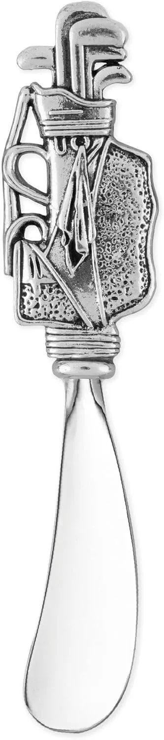 Supreme Housewares Golf Bag Cheese Spreader Set, Zinc Alloy Butter Spreaders with Decorative Handles for Cheese, Cream, and Dips, Silver, 5 Inch, Set of 2