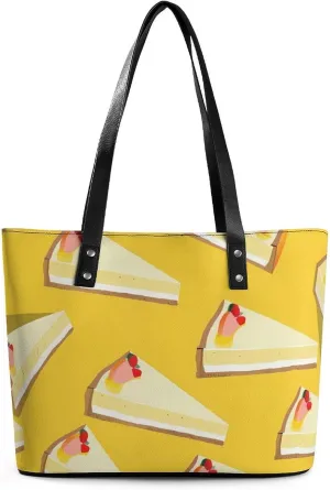 Sweat Cheesecake Lover Women's Tote Shoulder Bag Handbag Top Handle Leather 29 * 34 * 14cm