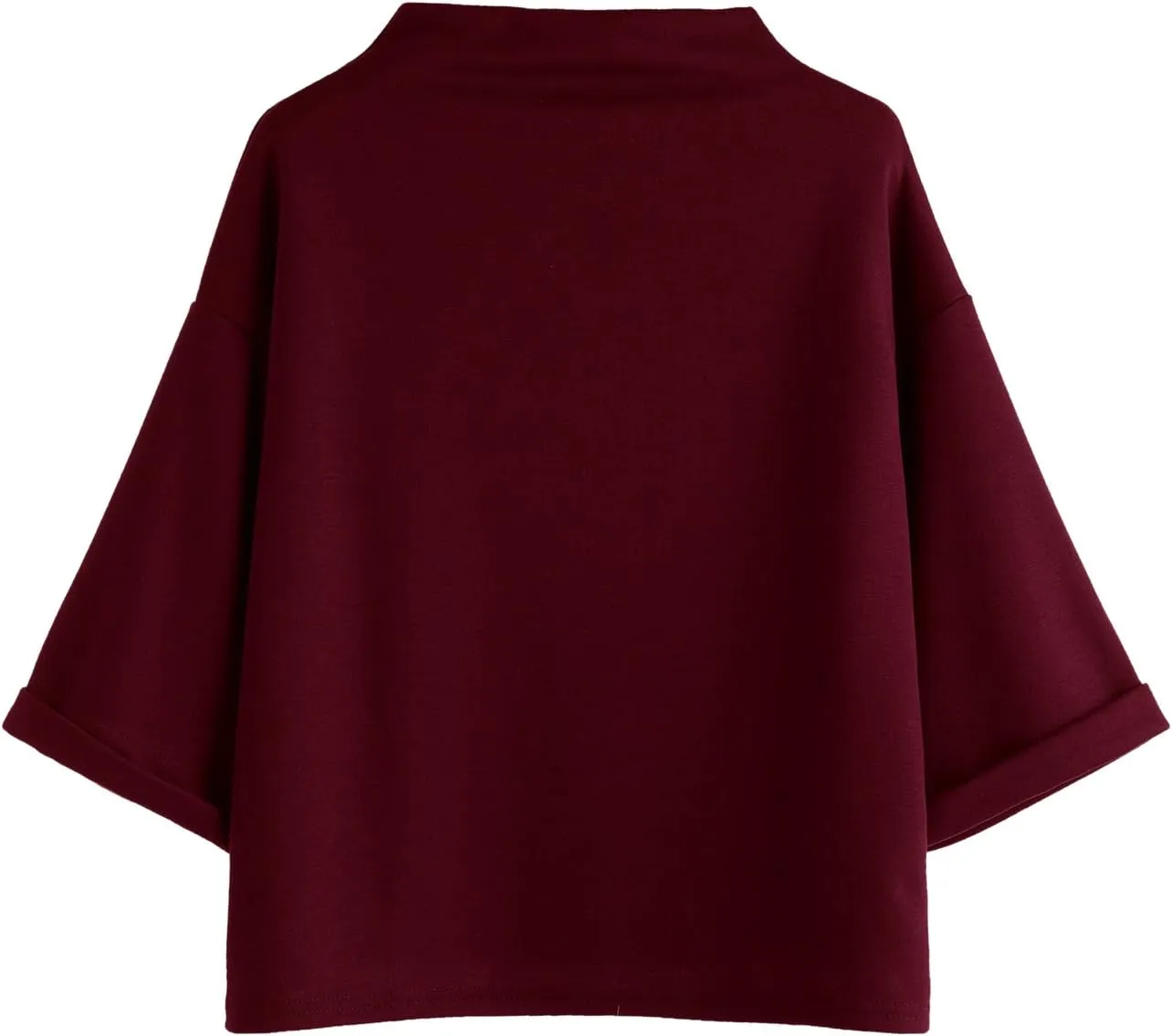 SweatyRocks Women's 3/4 Sleeve Mock Neck Basic Loose T-Shirt Elegant Top