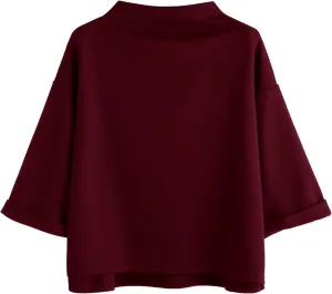 SweatyRocks Women's 3/4 Sleeve Mock Neck Basic Loose T-Shirt Elegant Top