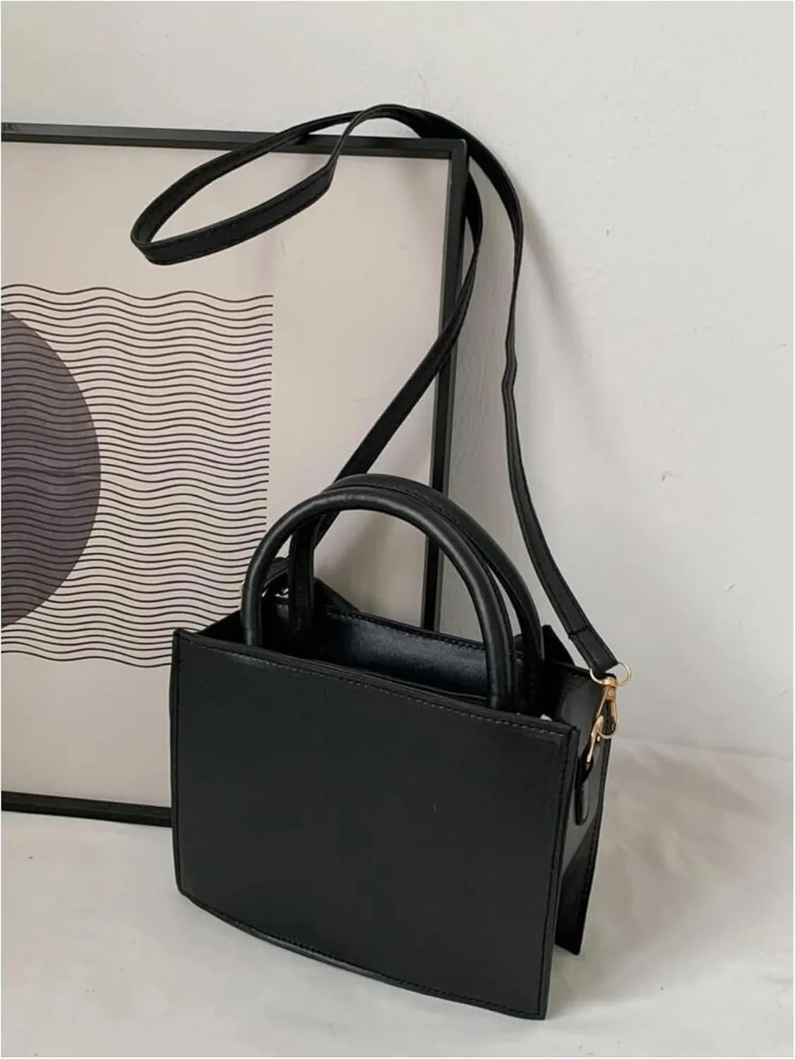 SweatyRocks Women's Crossbody Bag Bowknot Purse Top Handle PU Leather Square Shoulder Handbag Black One Size