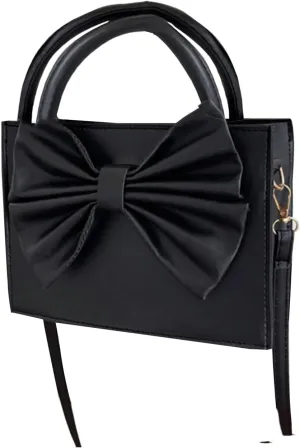 SweatyRocks Women's Crossbody Bag Bowknot Purse Top Handle PU Leather Square Shoulder Handbag Black One Size