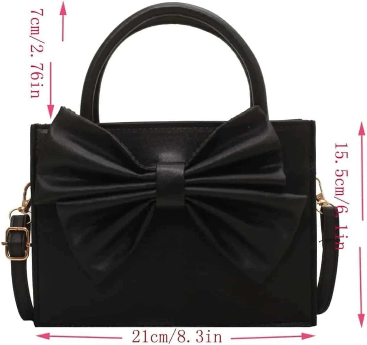 SweatyRocks Women's Crossbody Bag Bowknot Purse Top Handle PU Leather Square Shoulder Handbag Black One Size