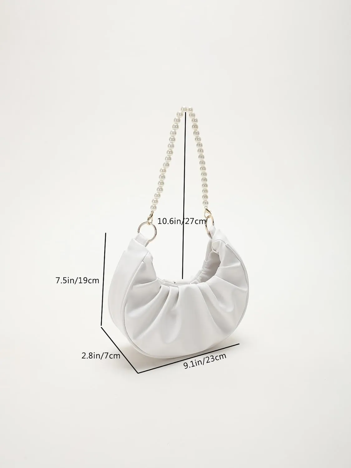 SweatyRocks Women's Elegant Clutch Purse Pearl Strap Shoulder Handbag Small Leather Ruched Bag