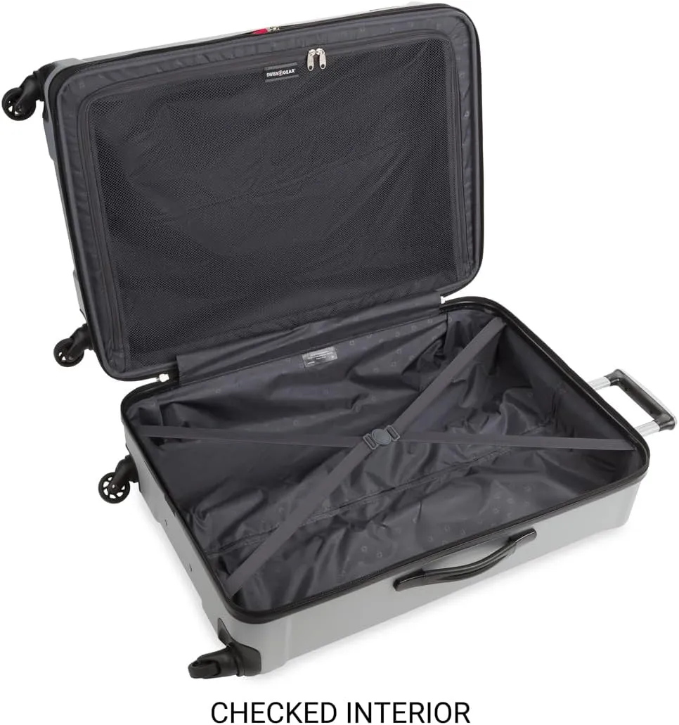 SwissGear 3750 Hardside Expandable Luggage with Spinner Wheels, Silver, 3-Piece Set (20/24/27)